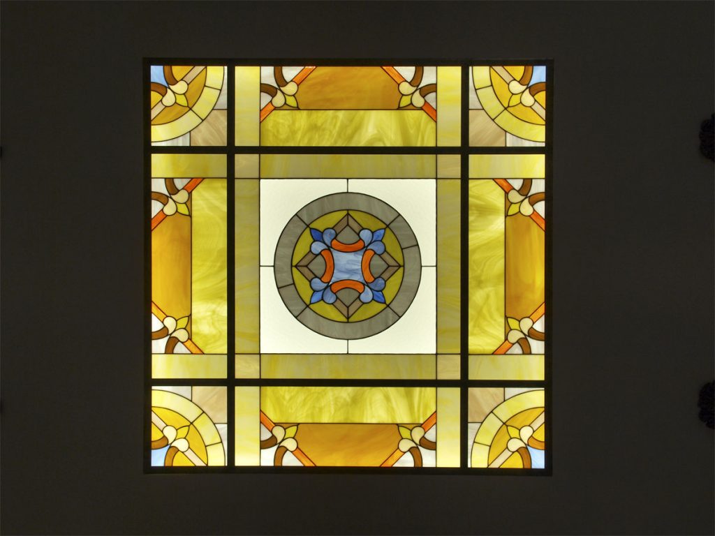 Stained glass panel for the ceiling of a private house.